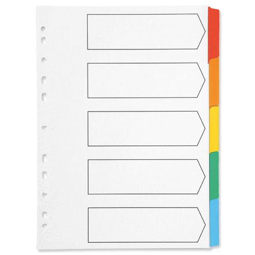 Q-Connect Index 5 Part Board Reinforced Multi-Coloured